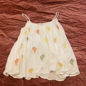 Francesca white with cactus small tank top.